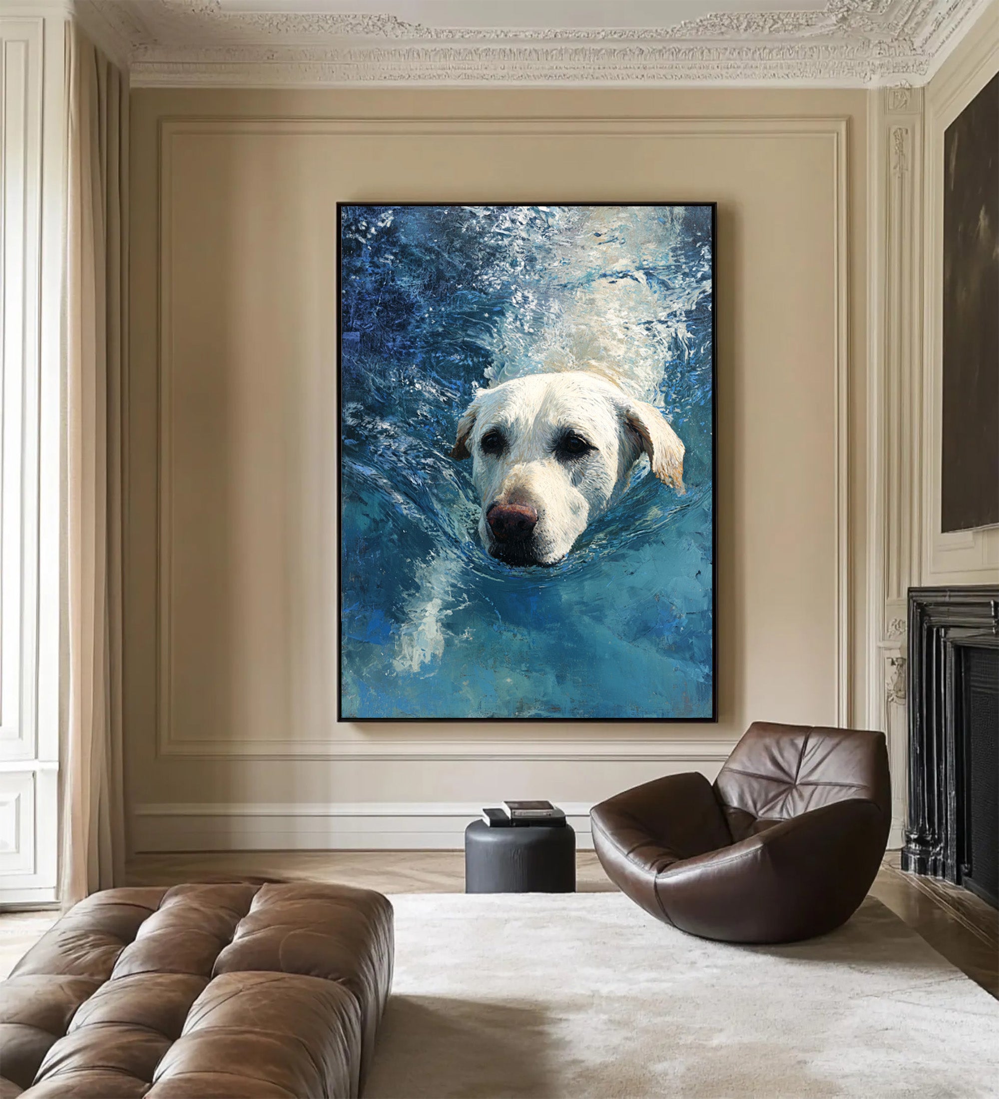 Swimming Dog Canvas Art-G02