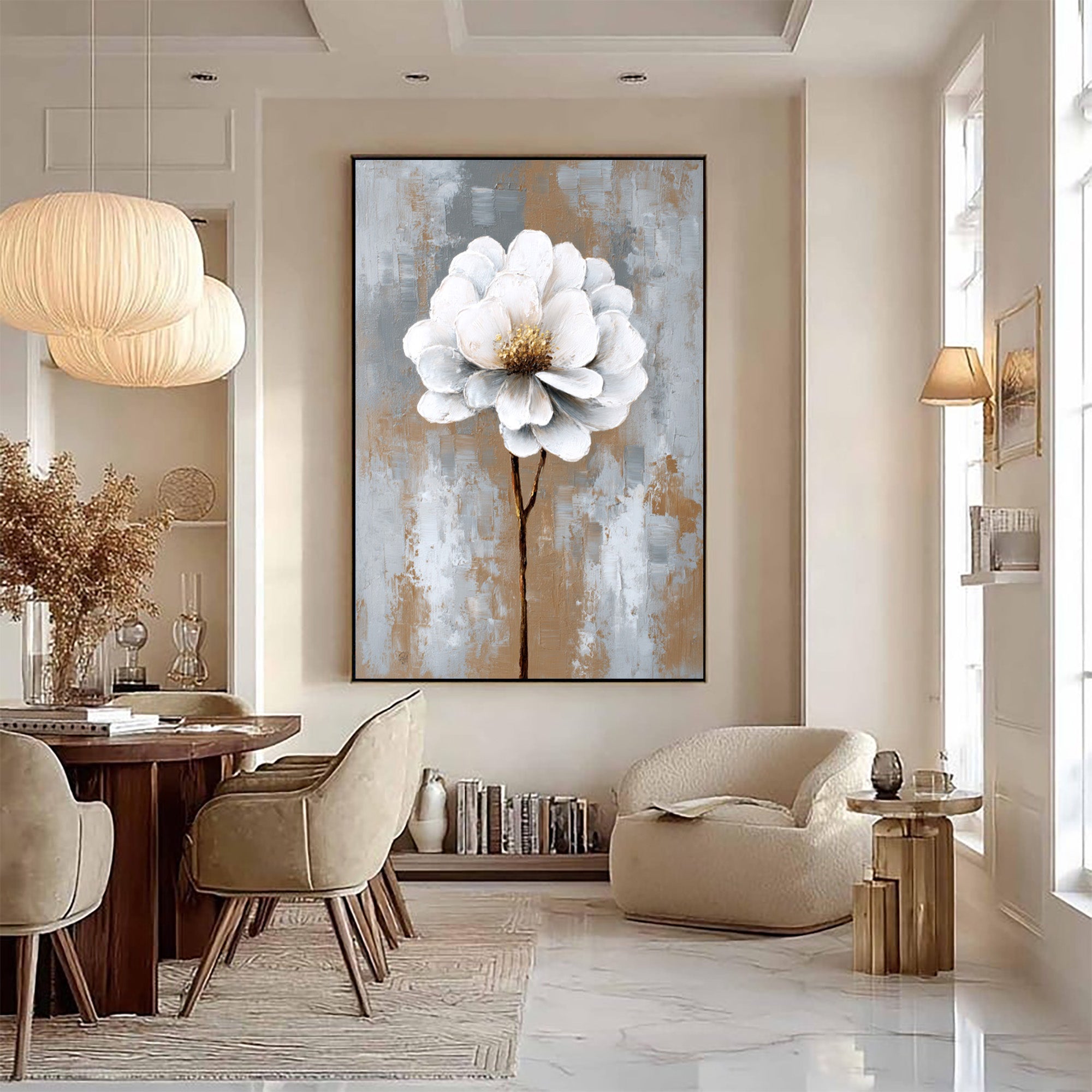 White Gray Flower Art
