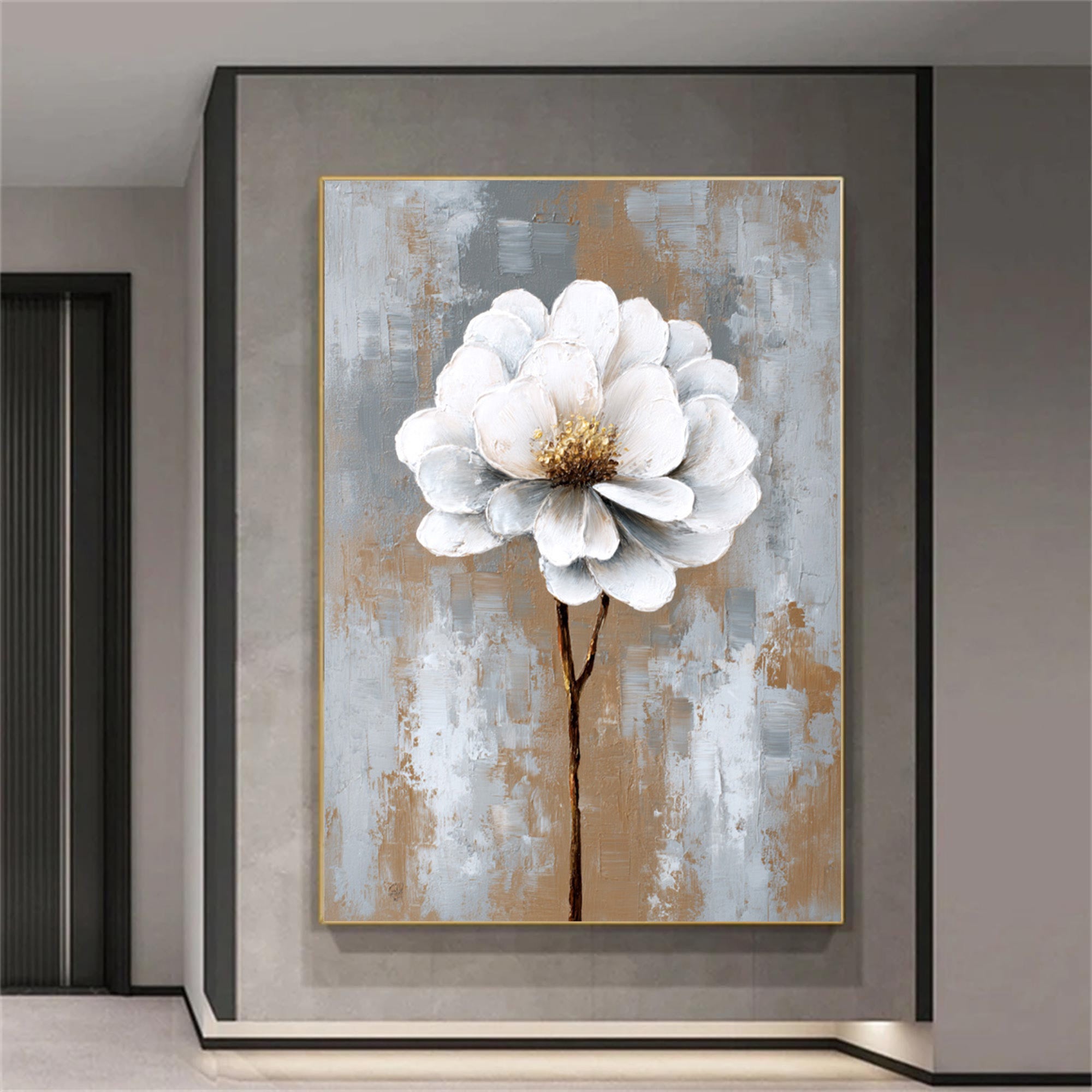 White Gray Flower Art