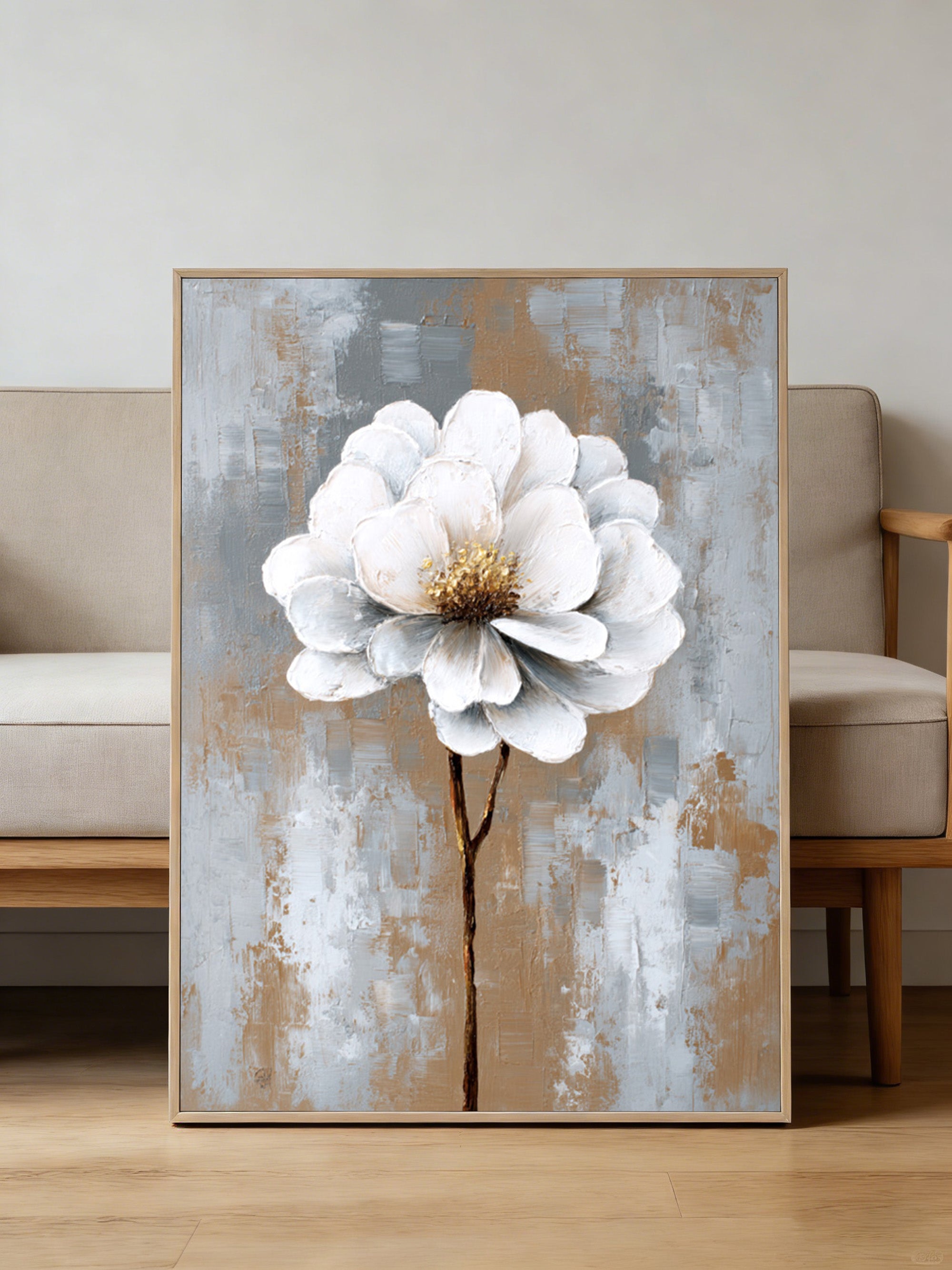 White Gray Flower Art