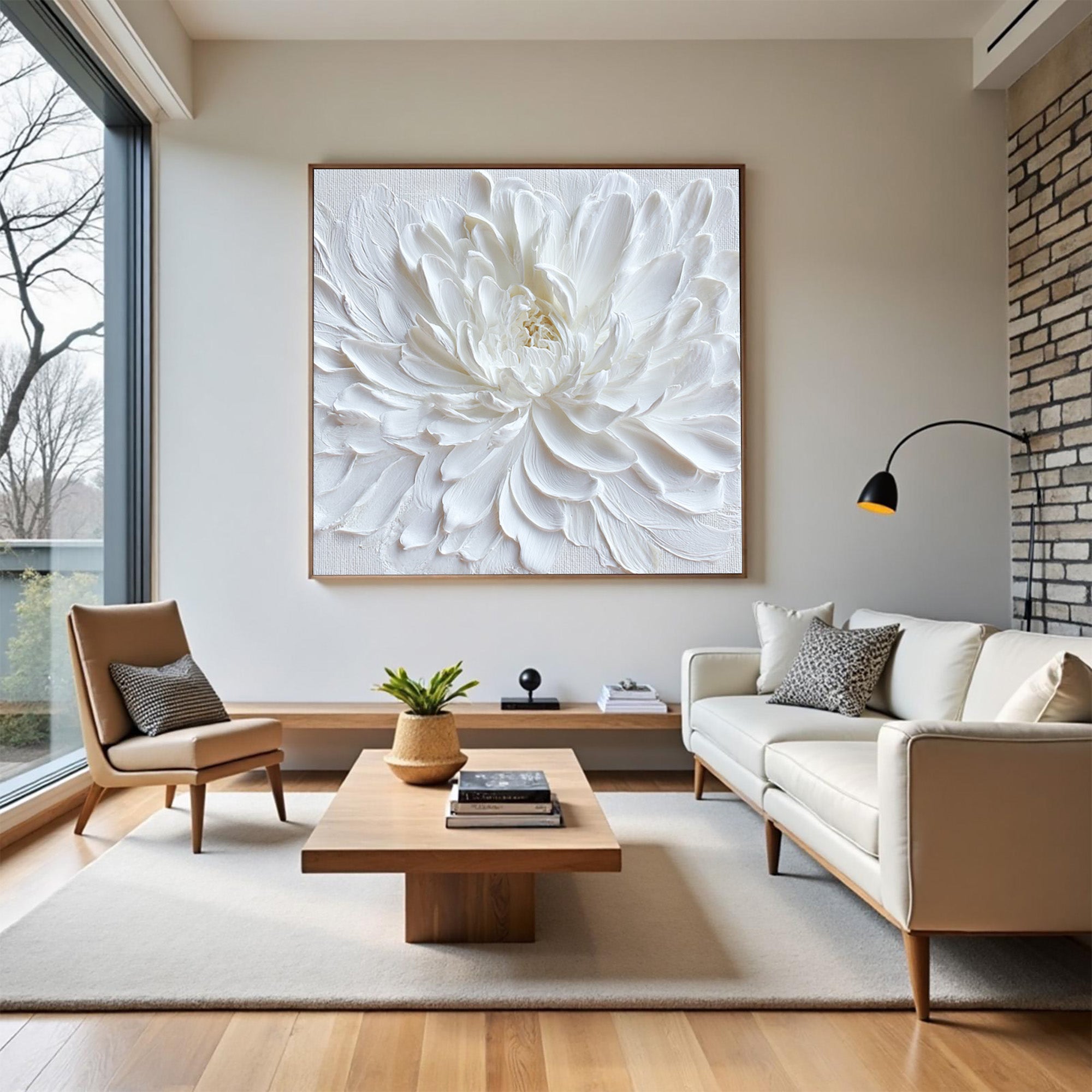 3D White Flower Art--WF001
