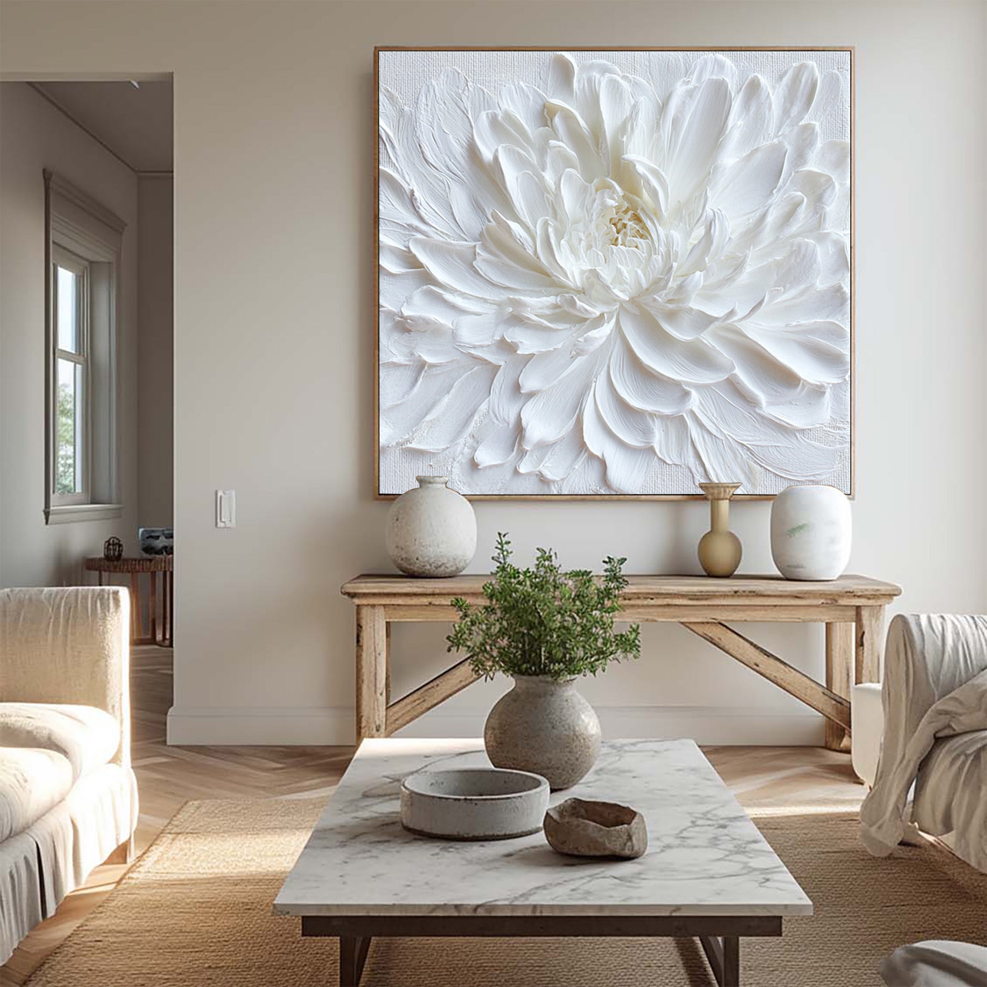 3D White Flower Art--WF001
