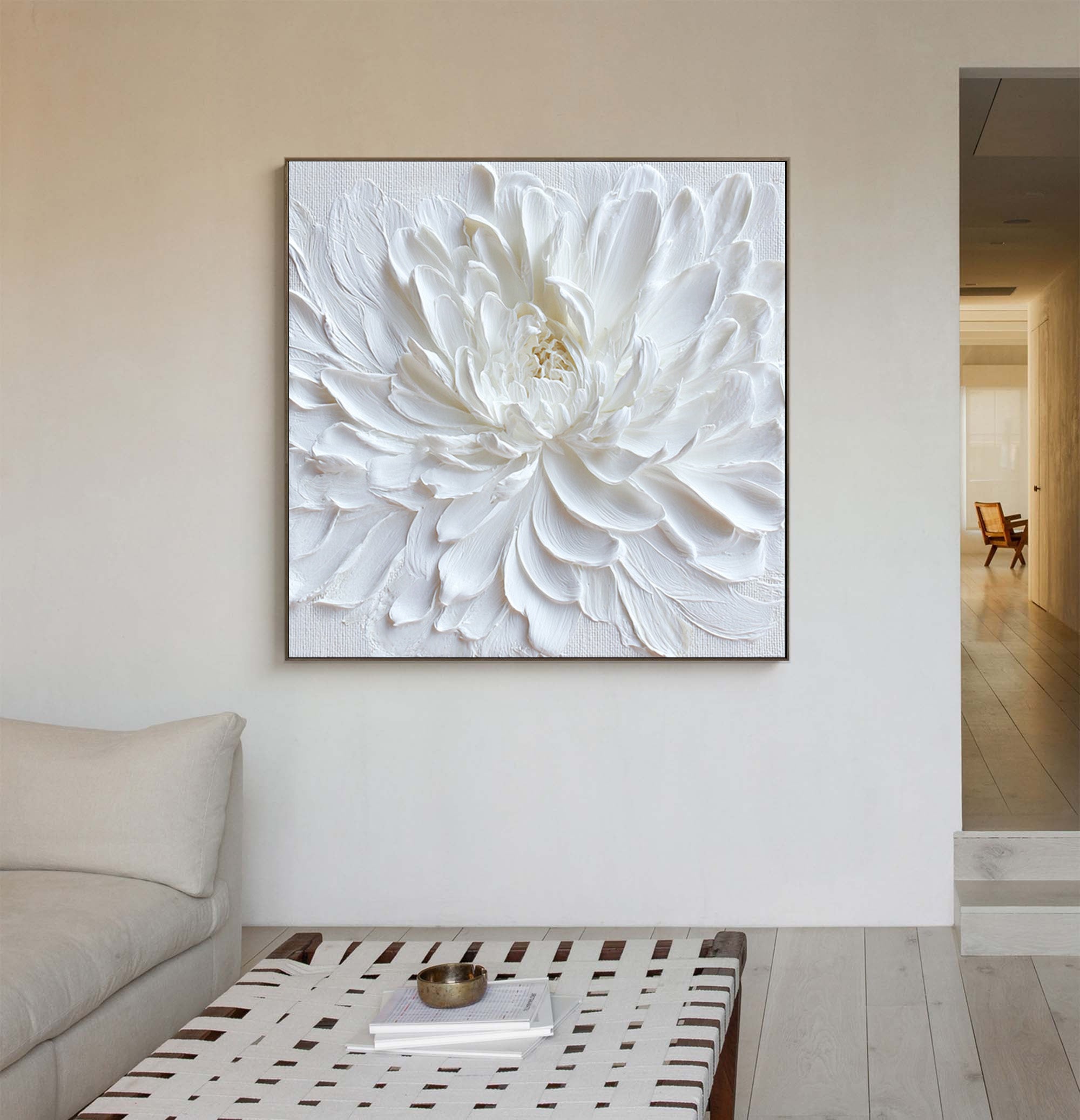 3D White Flower Art--WF001