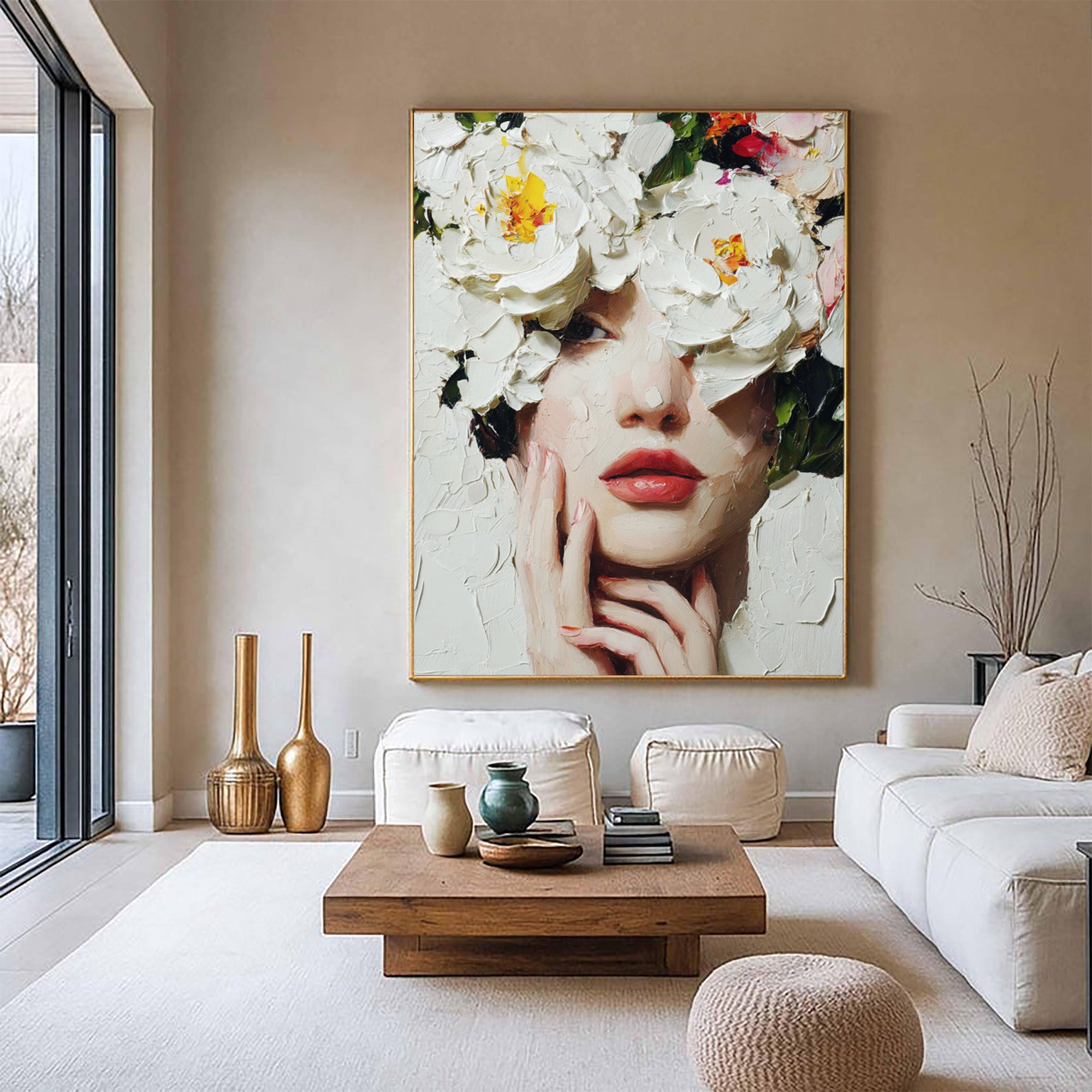 Women with Flower Art--WP001
