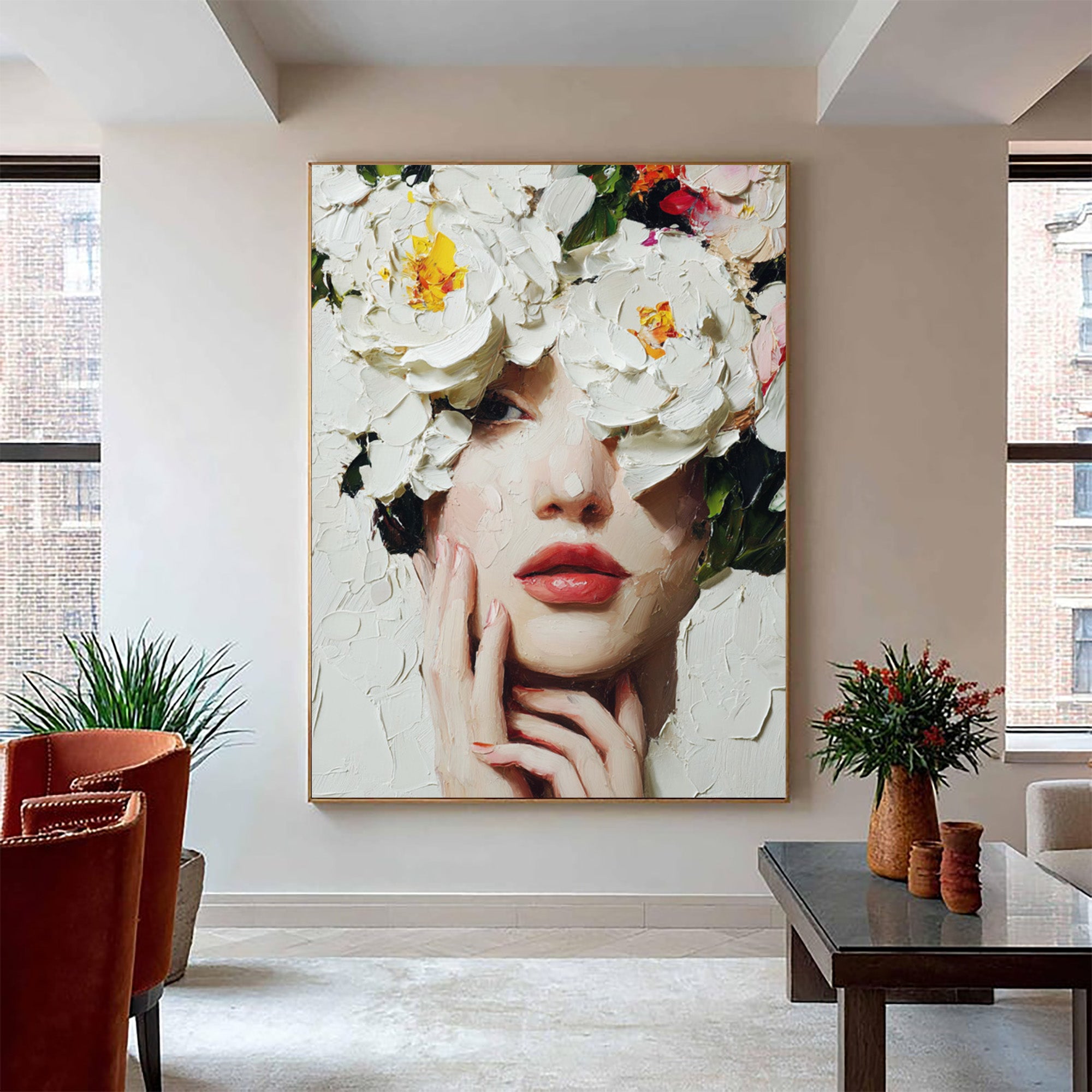 Women with Flower Art--WP001