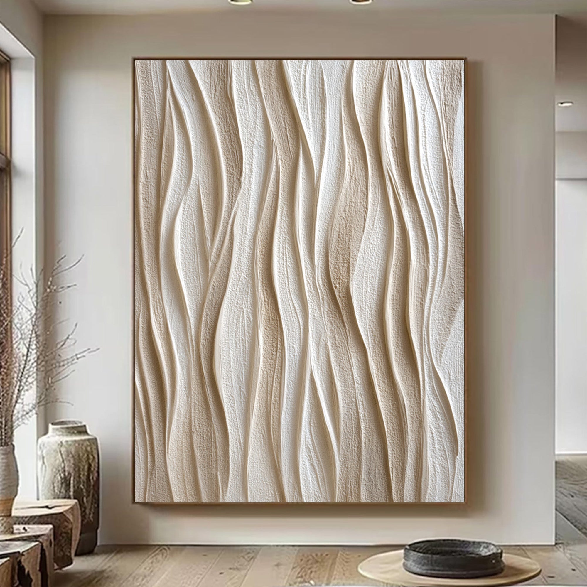 Beige Textured Art--#V002