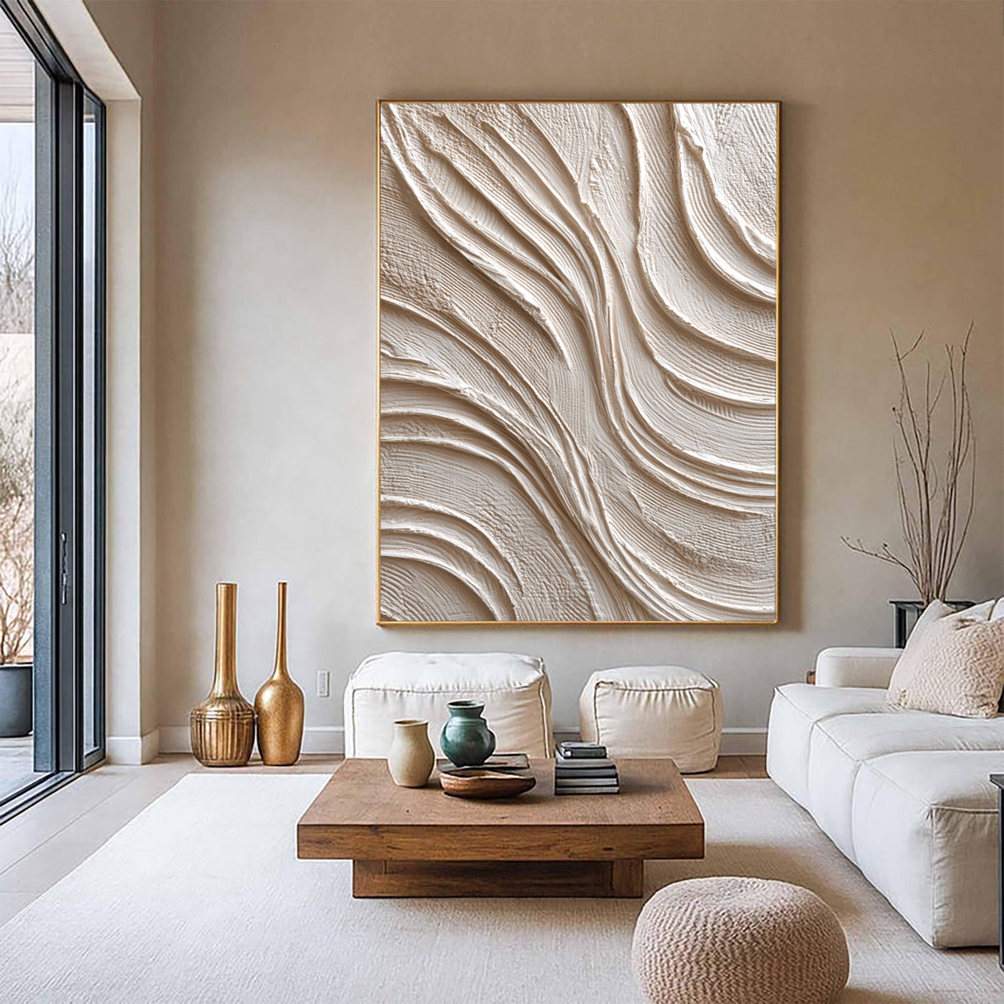Beige Textured Art--#V003