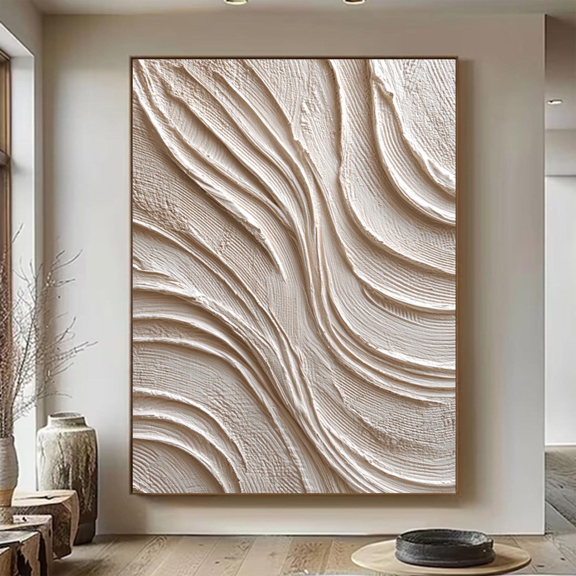 Beige Textured Art--#V003