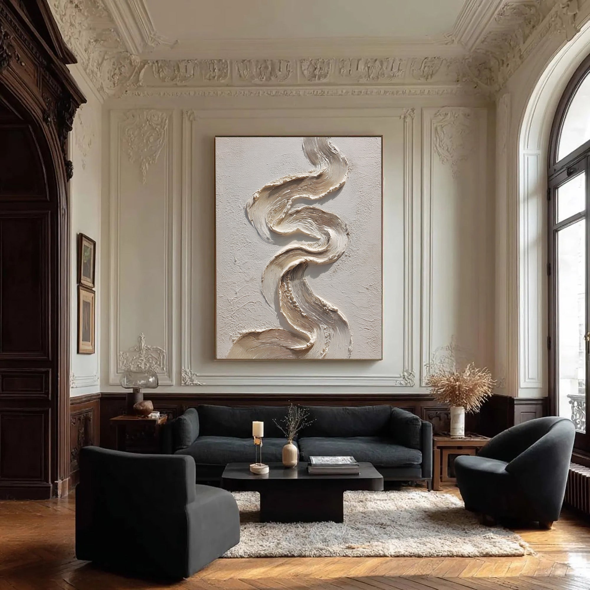 Beige Textured Art--#V005