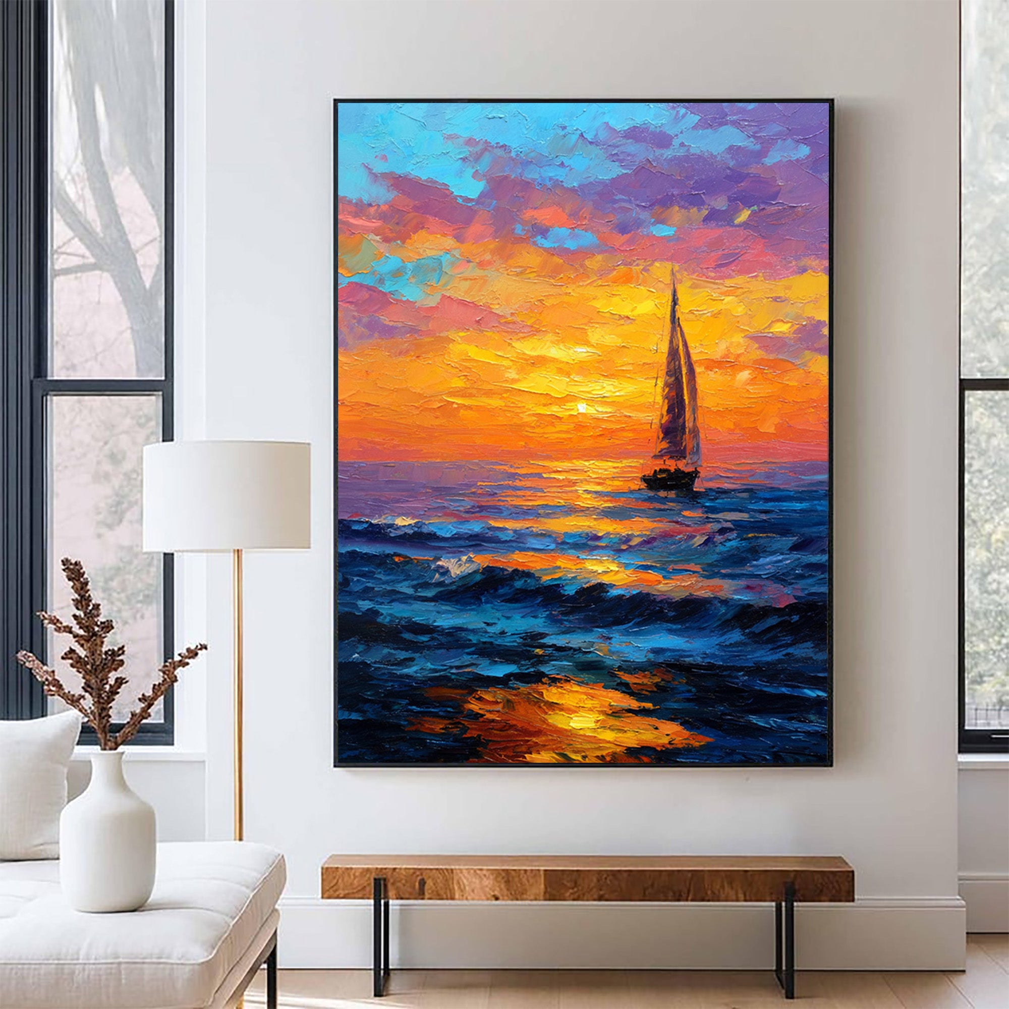 Sunset Sailboat Art-B01
