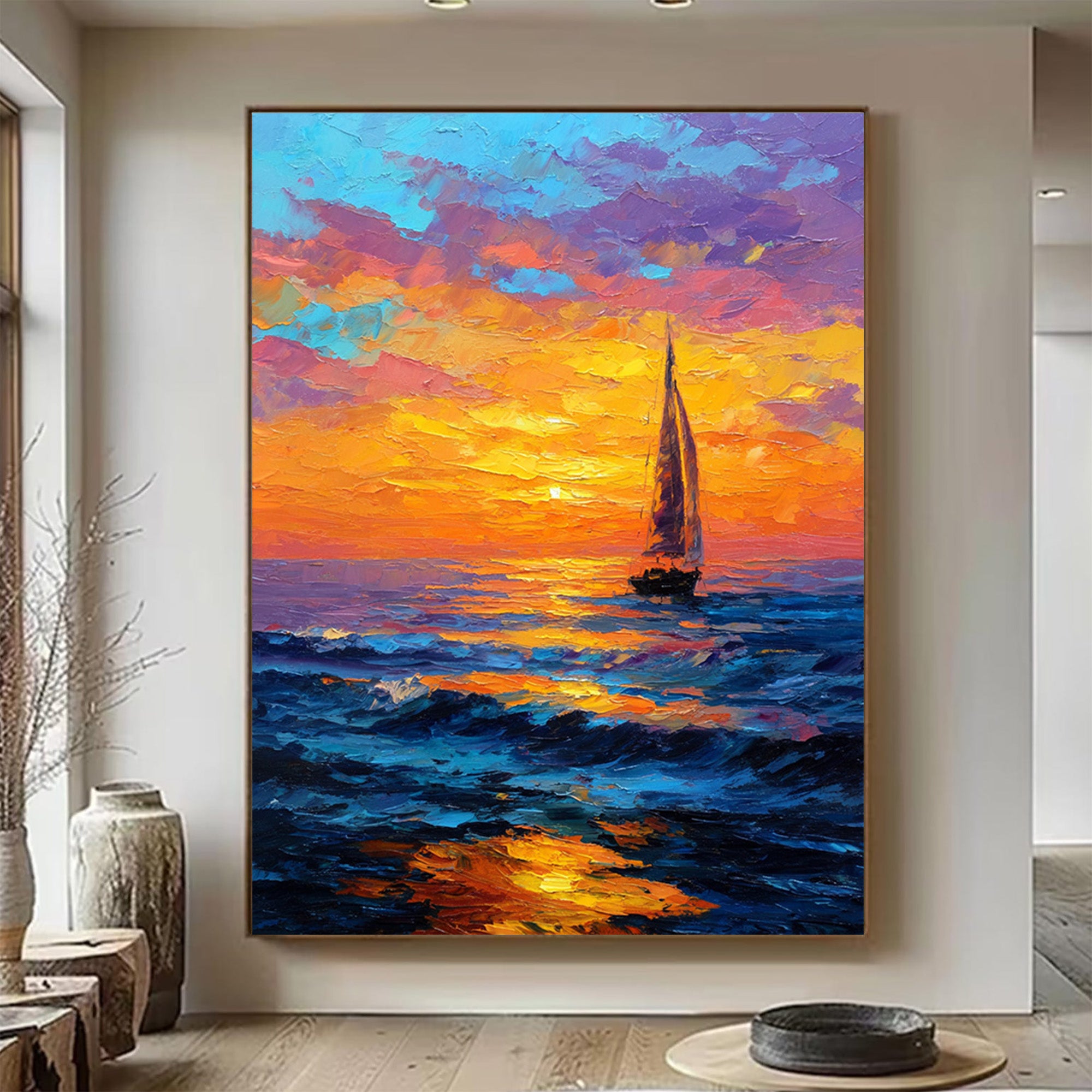 Sunset Sailboat Art-B01
