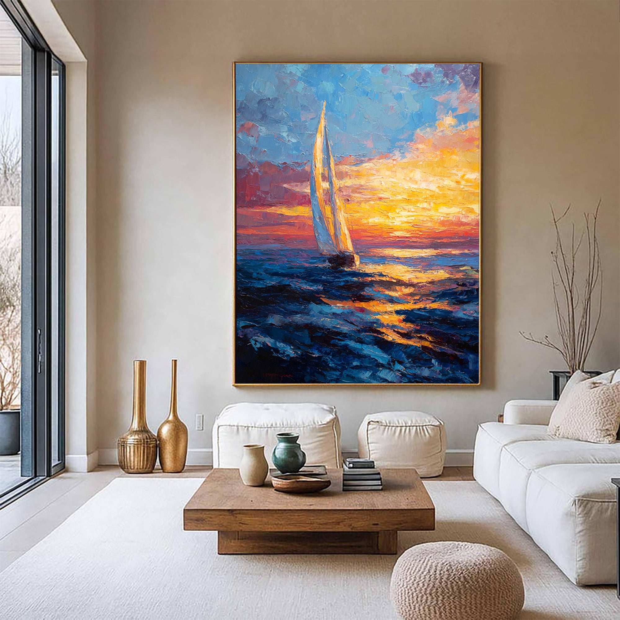 Sunset Sailboat Art-B02