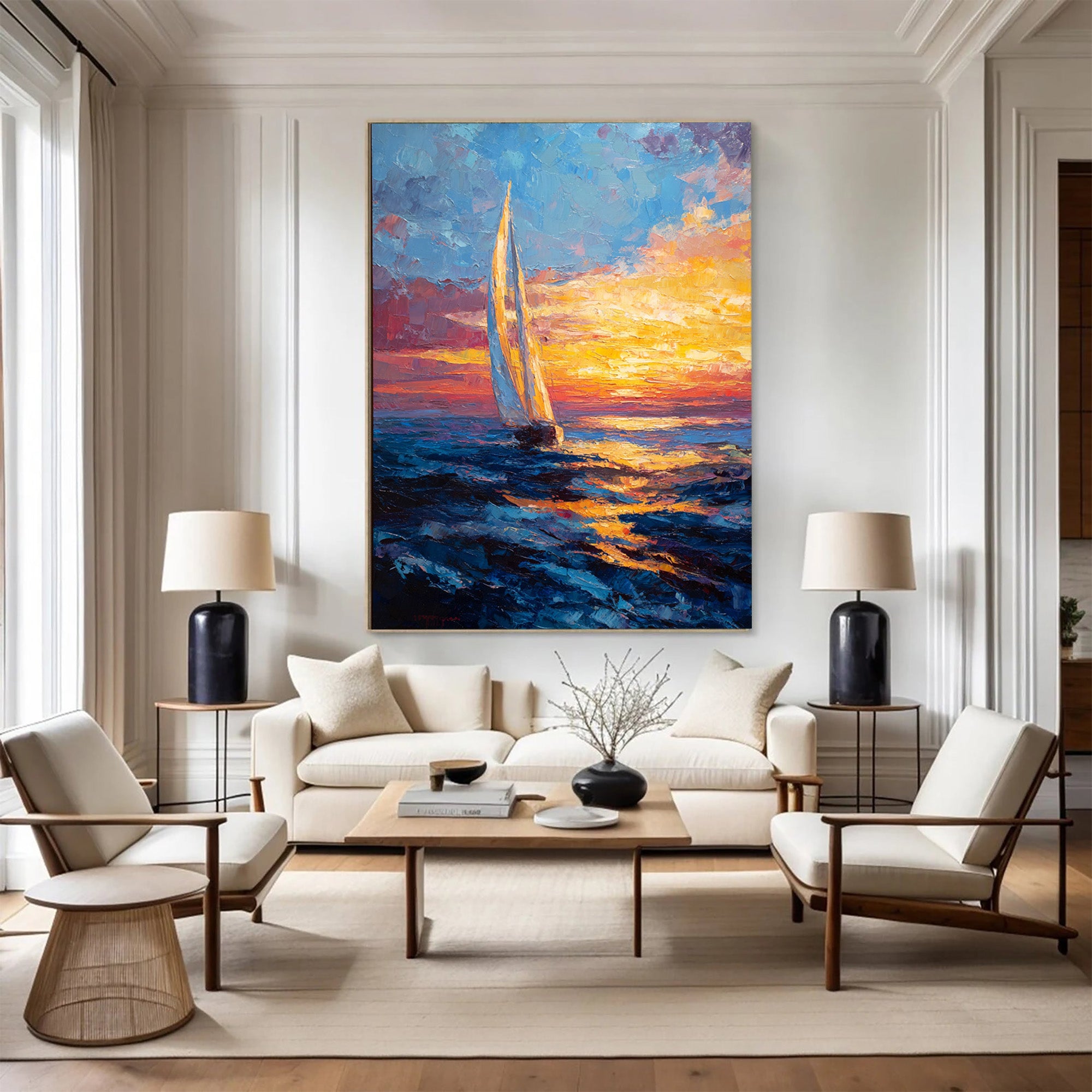 Sunset Sailboat Art-B02