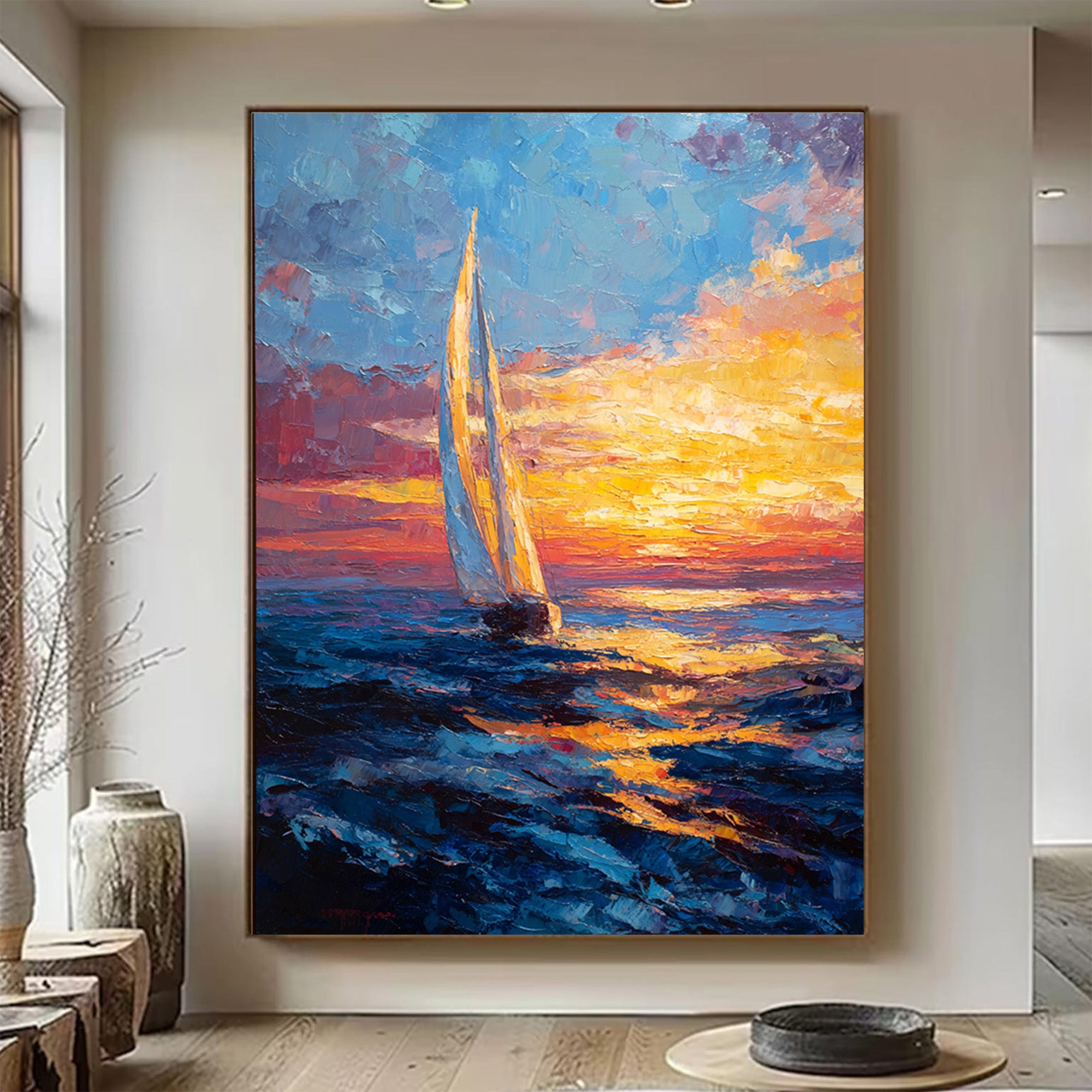 Sunset Sailboat Art-B02