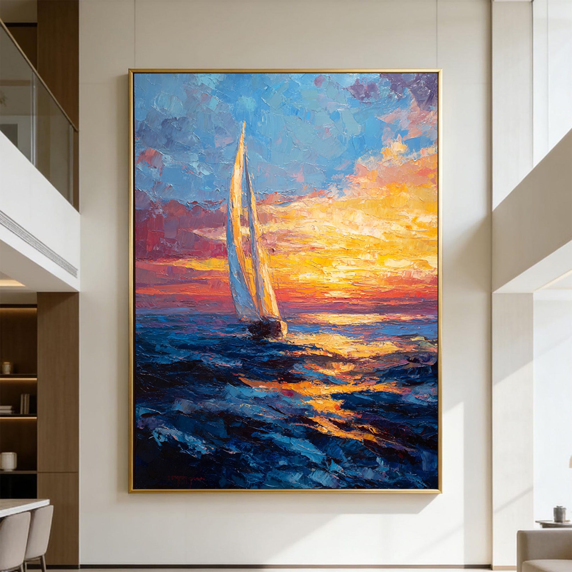 Sunset Sailboat Art-B02