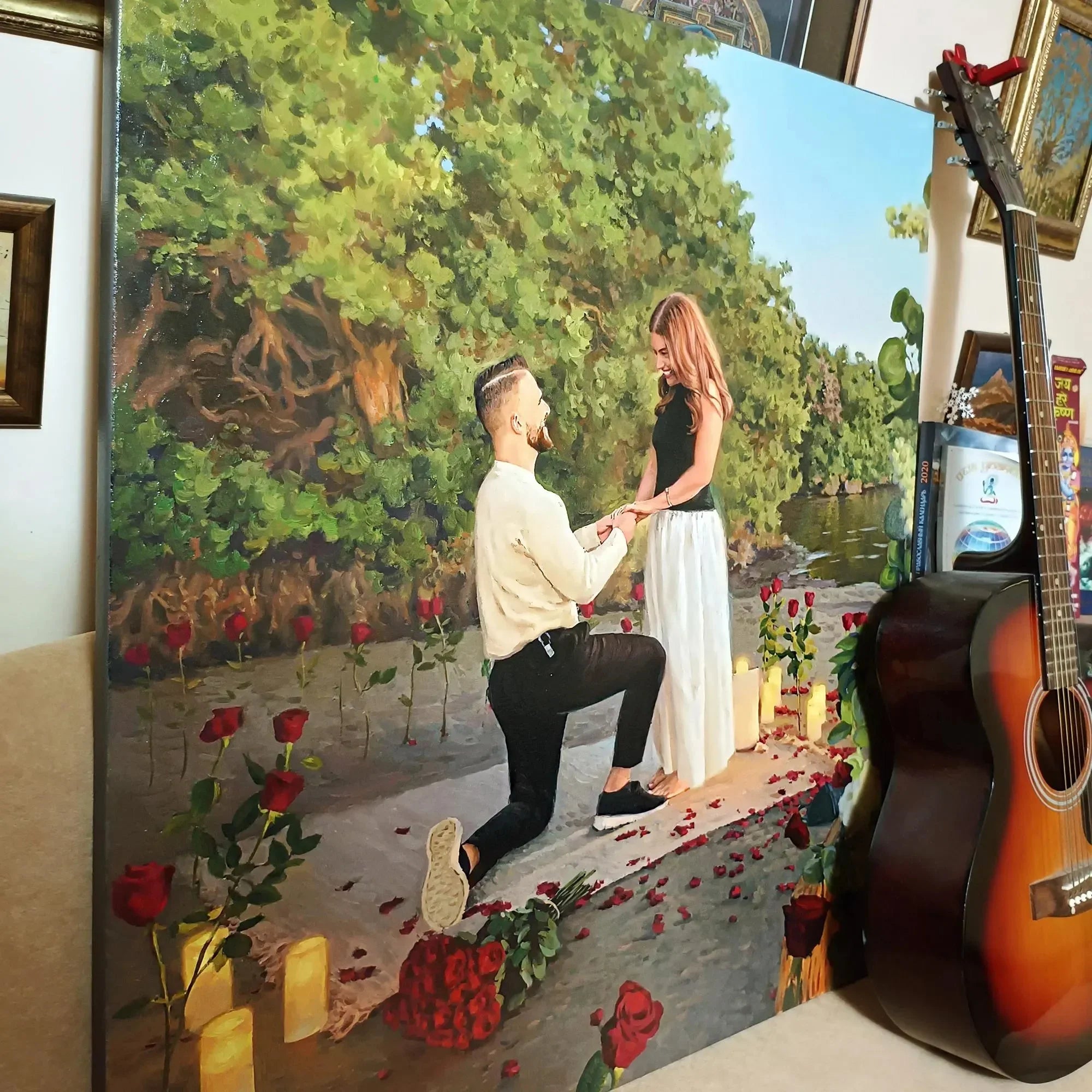 Custom Couple Oil Painting on Canvas, Romantic Valentines Day Gift - PaintingShack