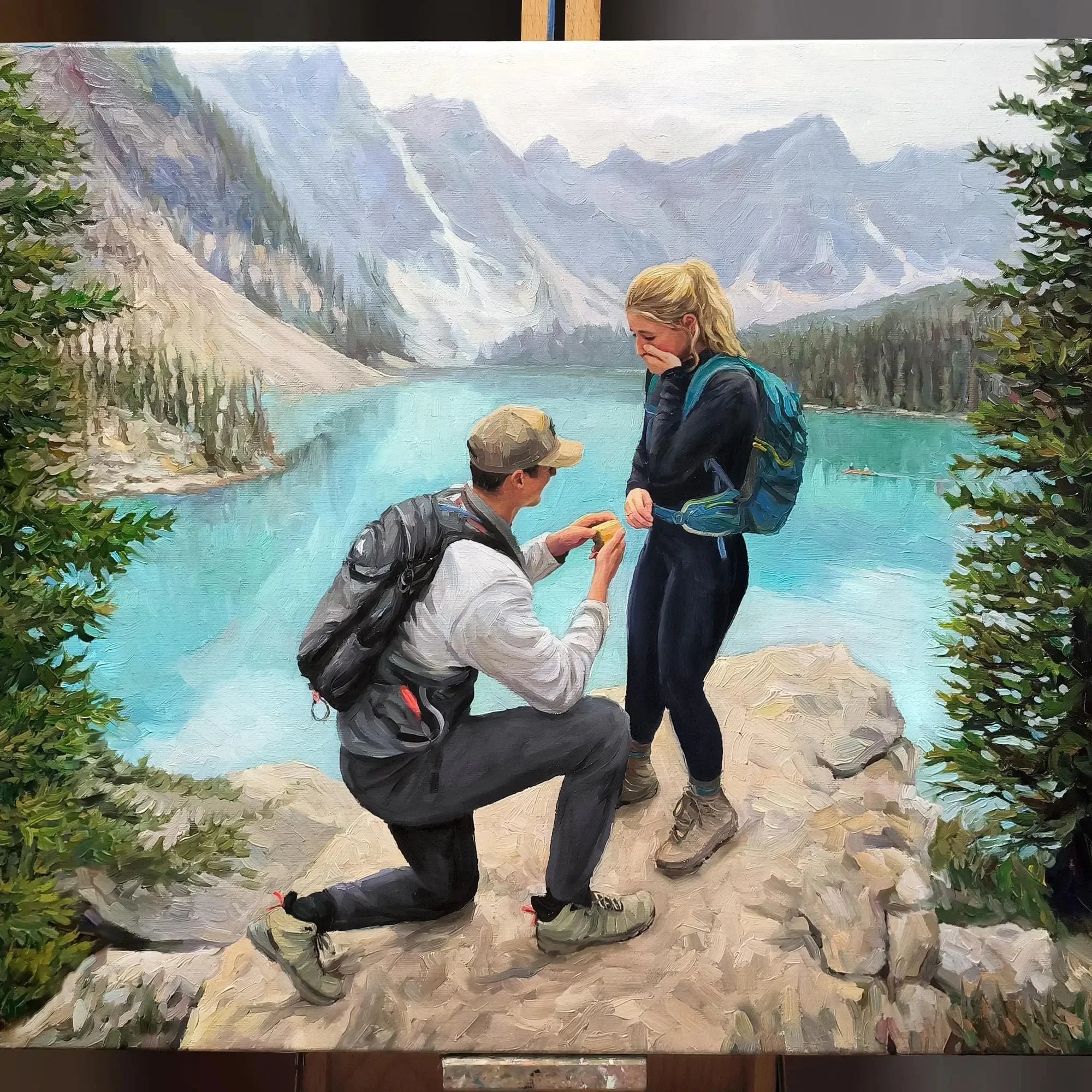 Custom Couple Portrait, Painting From Photo on Canvas, Proposal Oil Painting, Engagement Commission Art, Valentines Day Gif - PaintingShack