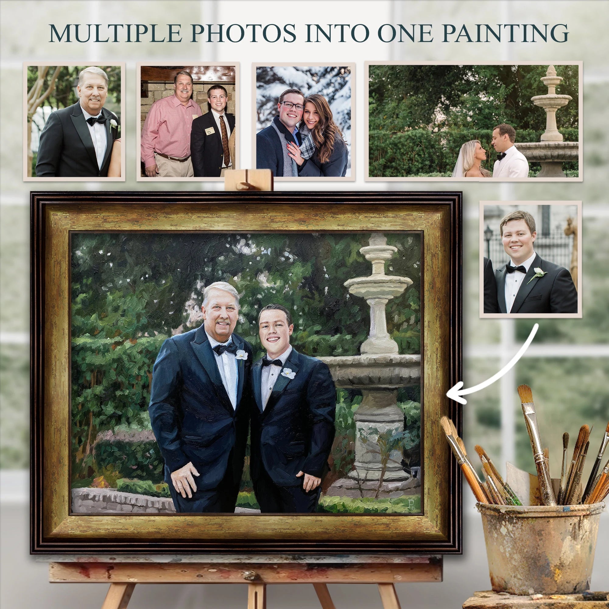 Custom Father Oil Painting on Canvas from Photo, Commission Loss of Father Wall Art Portrait Personalized Dad Memorial Gift - PaintingShack