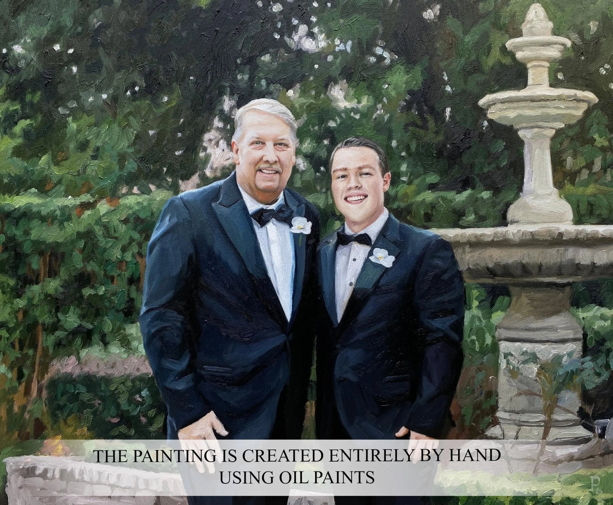 Custom Father Oil Painting on Canvas from Photo, Commission Loss of Father Wall Art Portrait Personalized Dad Memorial Gift - PaintingShack