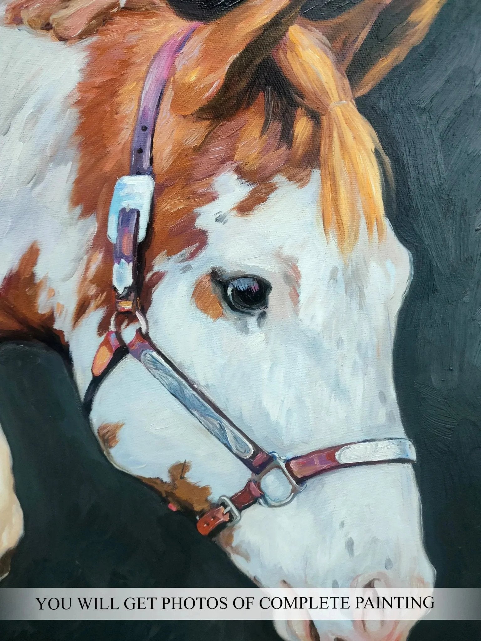 Custom Horse Oil Painting on Canvas from Photo, Equine Commission Wall Art Portrait, Horse Memorial Gift - PaintingShack