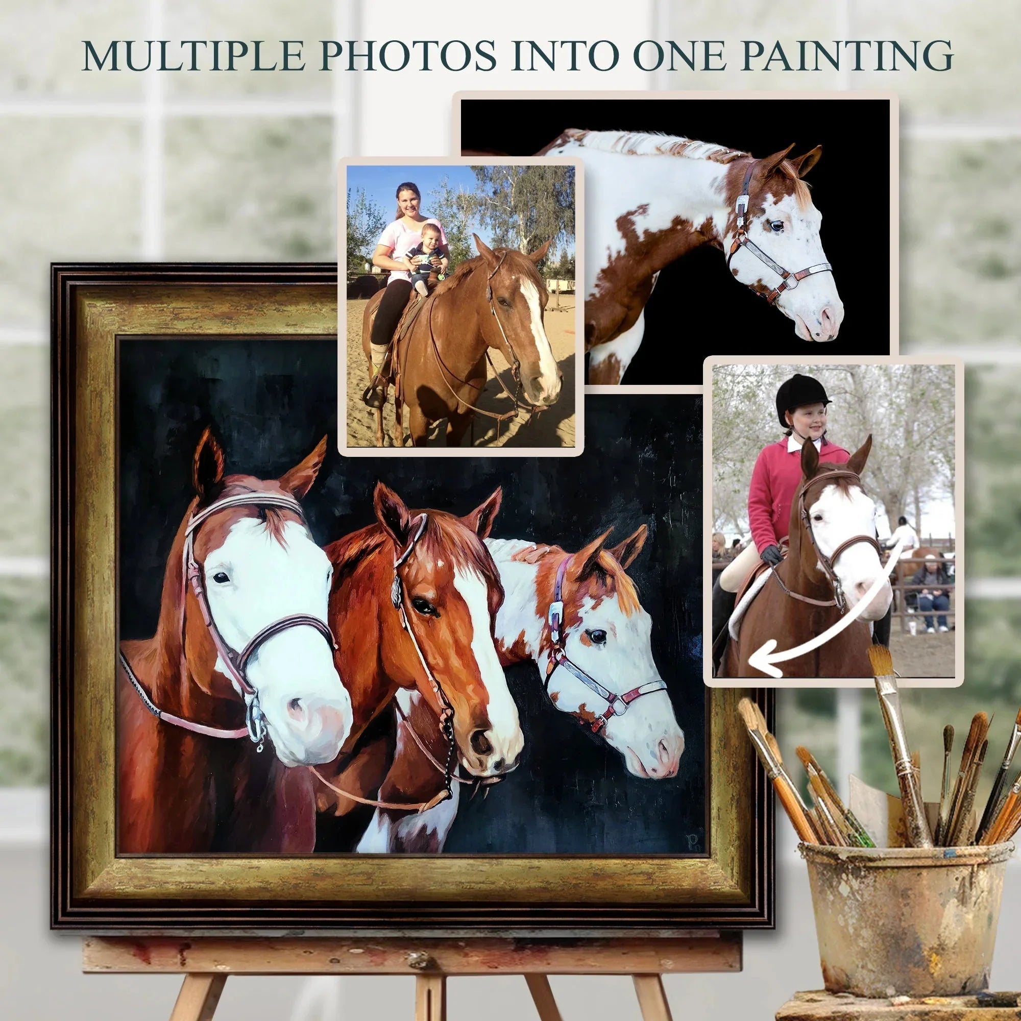 Custom Horse Oil Painting on Canvas from Photo, Equine Commission Wall Art Portrait, Horse Memorial Gift - PaintingShack