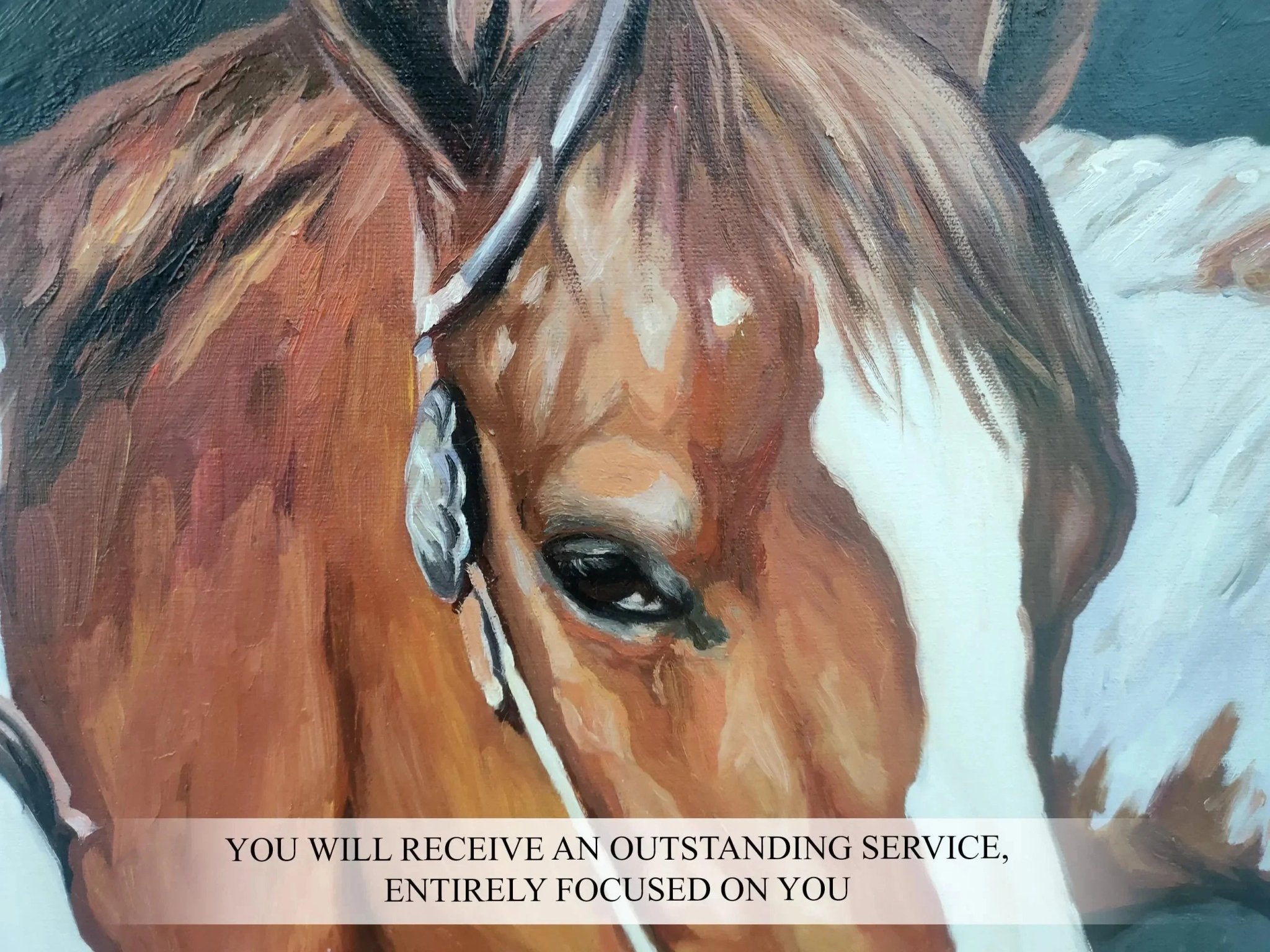 Custom Horse Oil Painting on Canvas from Photo, Equine Commission Wall Art Portrait, Horse Memorial Gift - PaintingShack