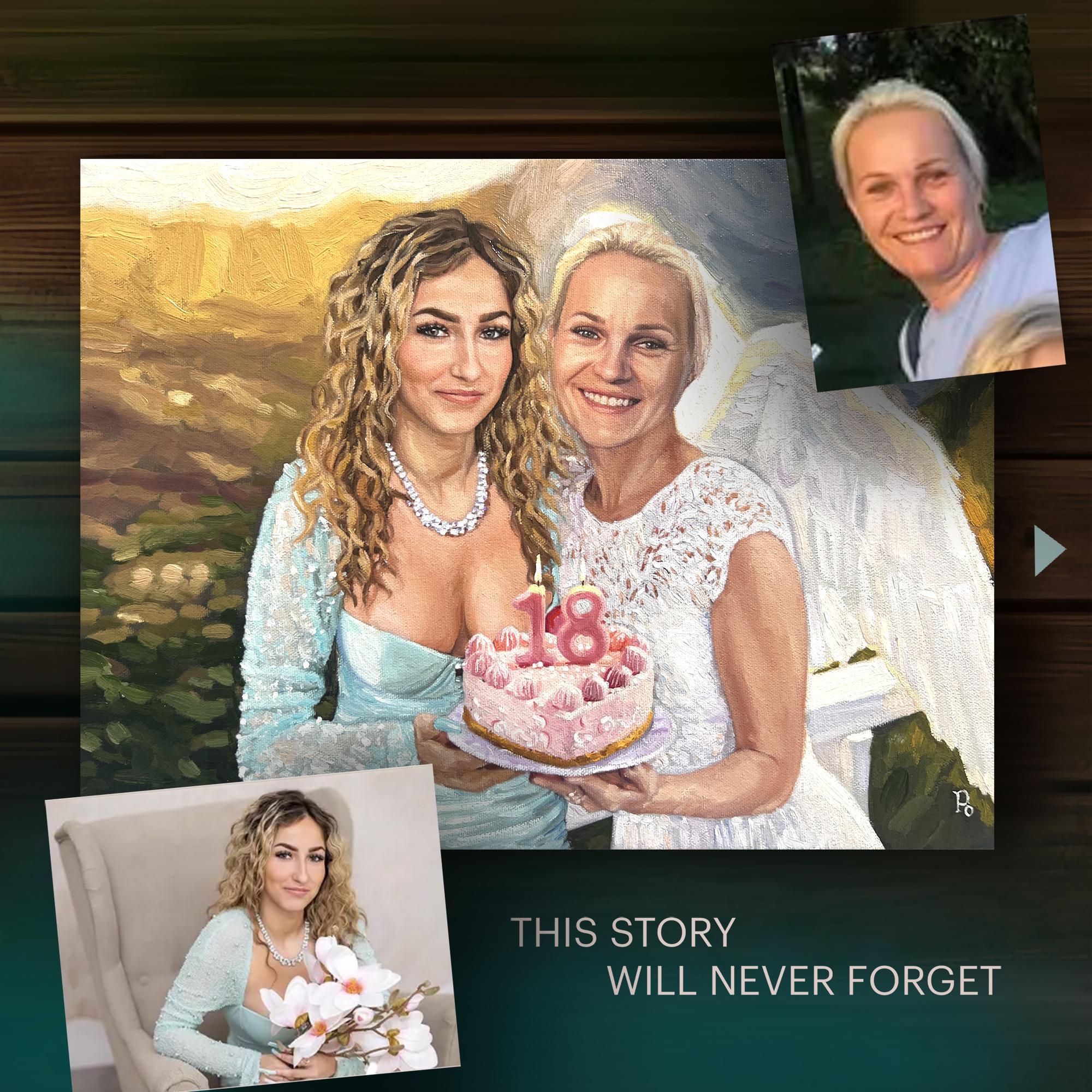 Custom Mother Oil Portrait on Canvas from Photo, Commission Wall Art Mom Portrait Painting, Personalized Birthday Gift - PaintingShack