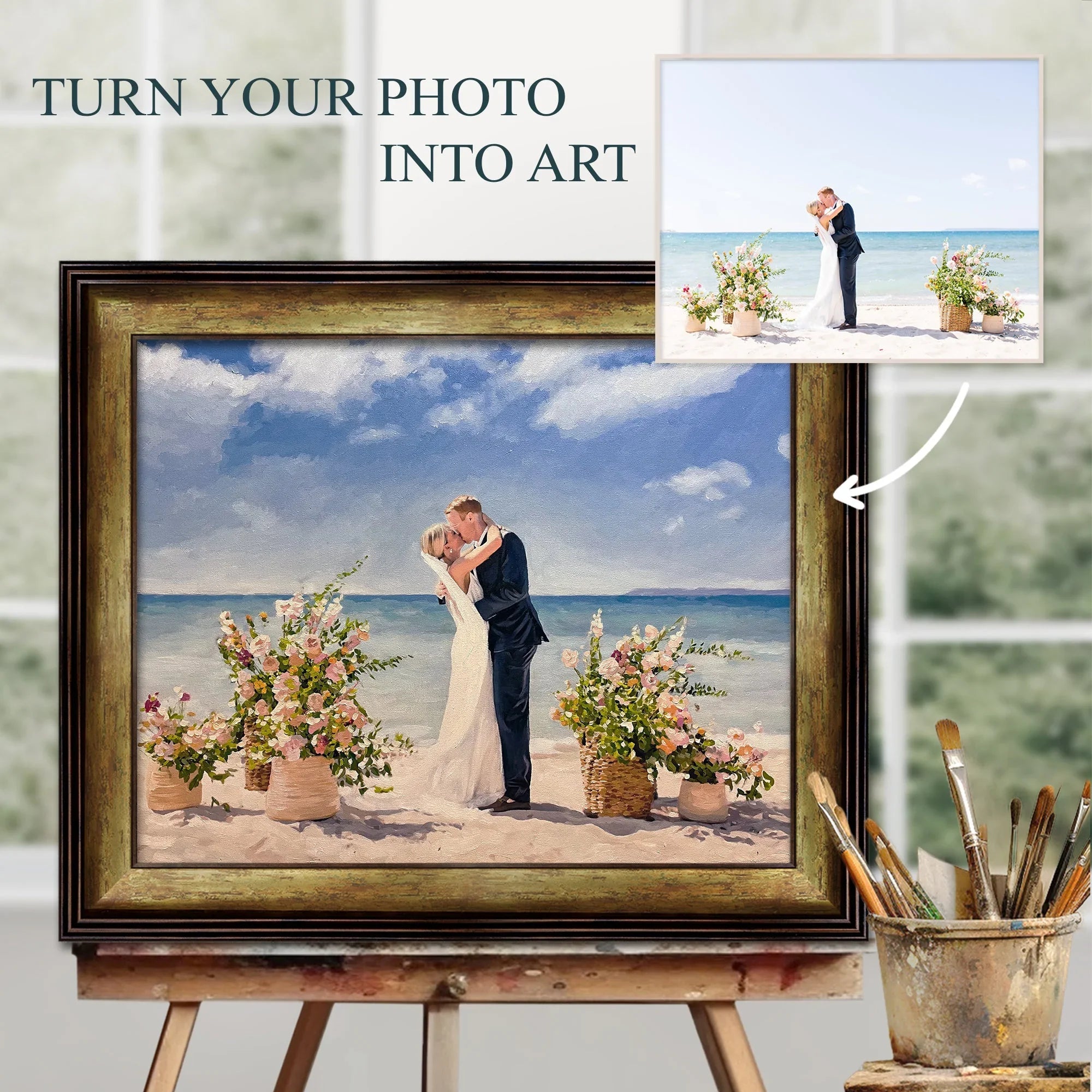Custom oil painting portrait on canvas, Custom wedding portrait on canvas from photo, Custom art, wedding gift, gift for wife, husband gift - PaintingShack