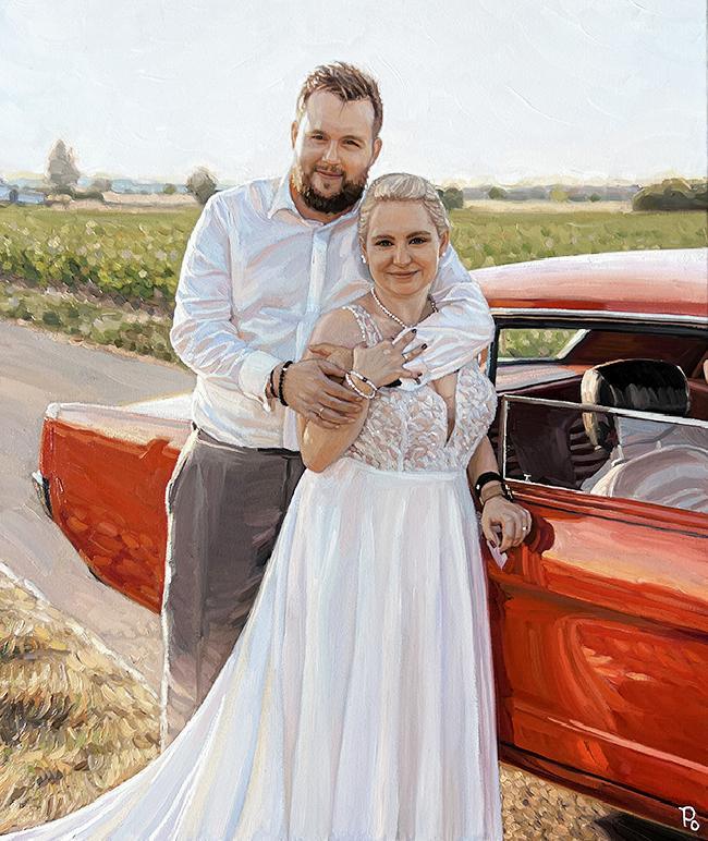 Custom oil painting portrait on canvas, Custom wedding portrait on canvas from photo, Custom art, wedding gift, gift for wife, husband gift - PaintingShack