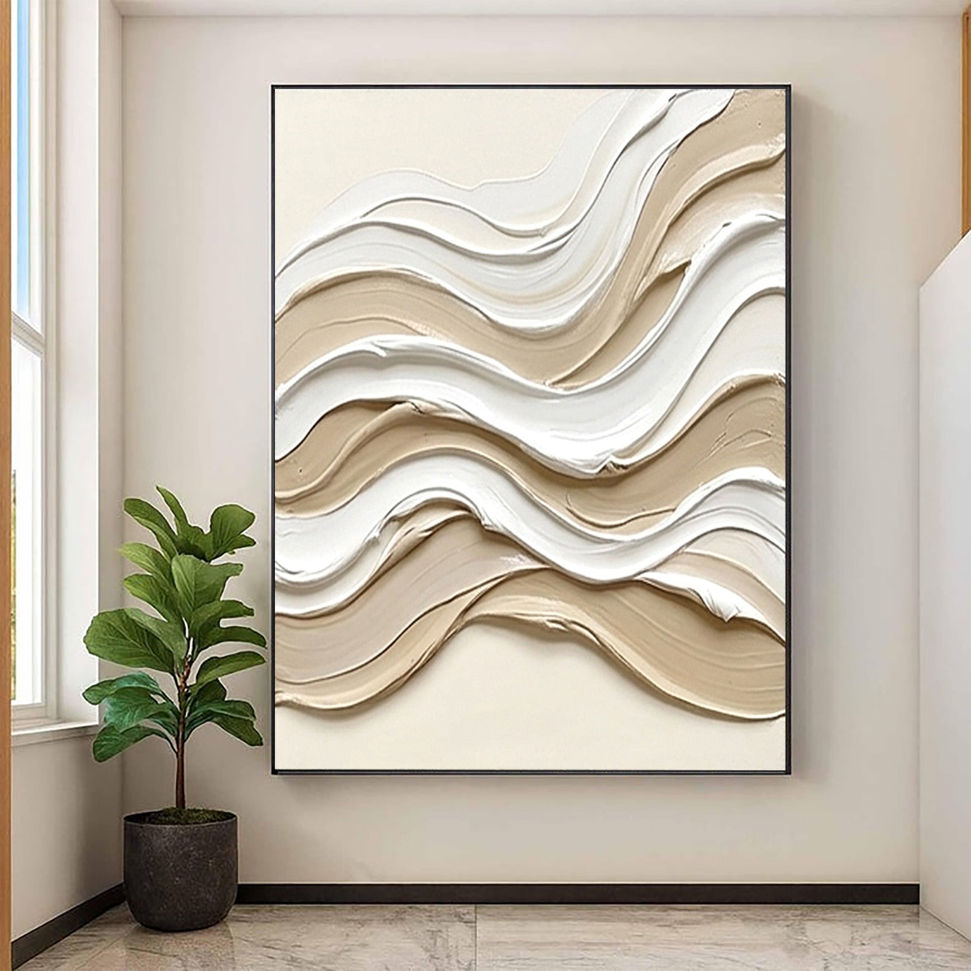 Beige Textured Art--#V007