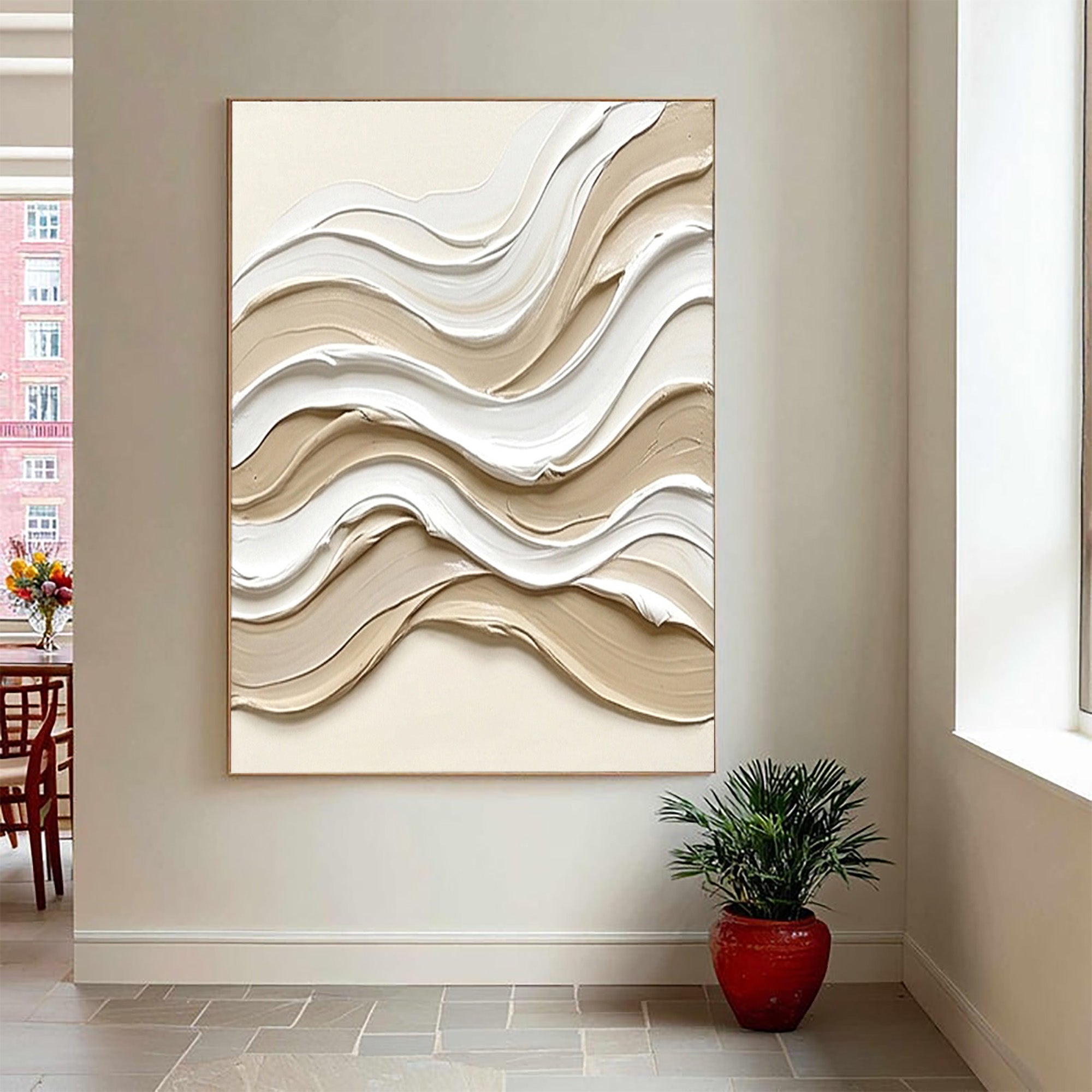 Beige Textured Art--#V007