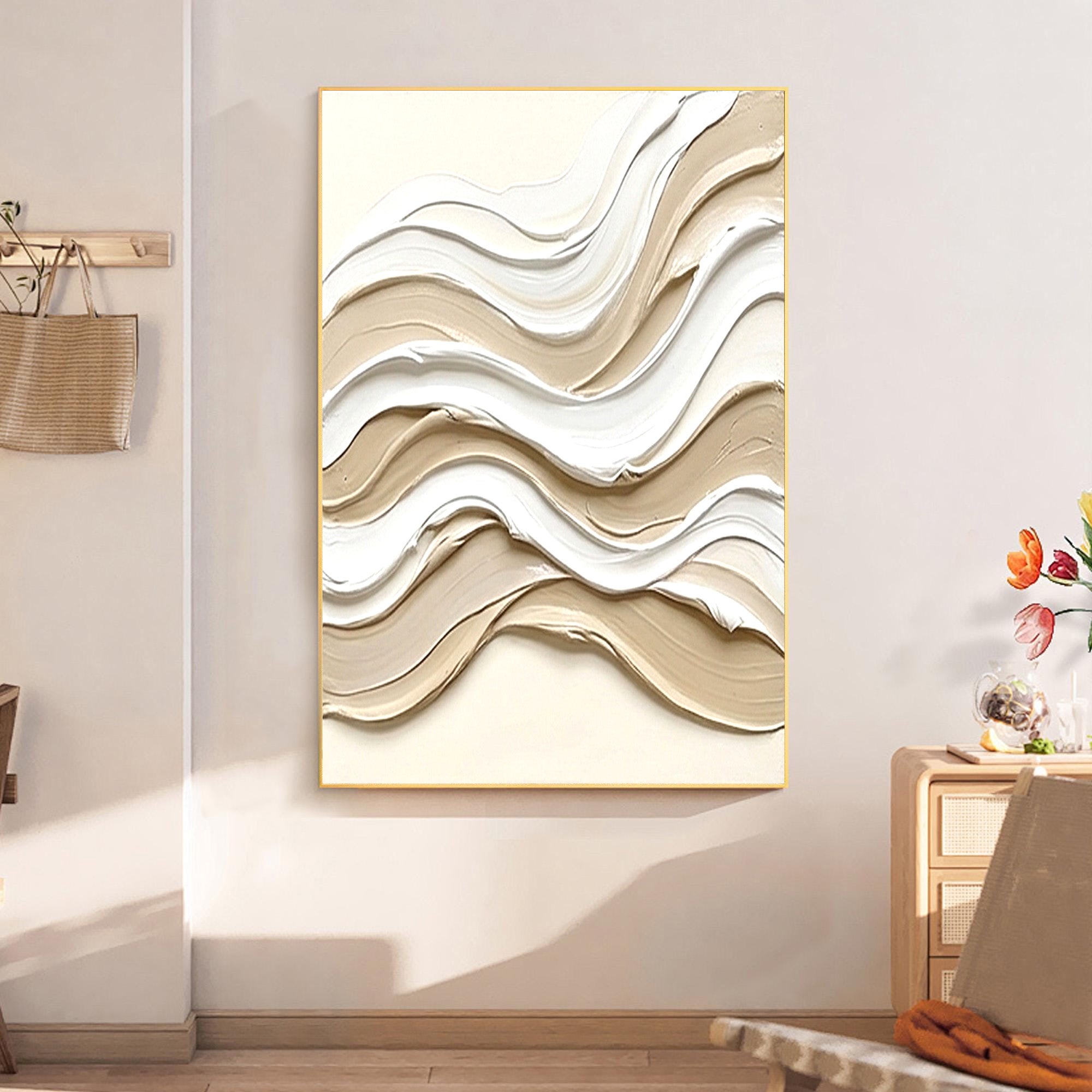 Beige Textured Art--#V007